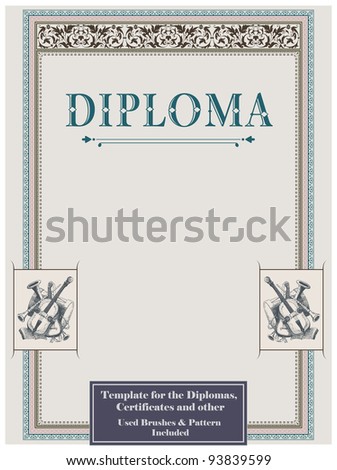 Vintage frame, certificate or diploma template.