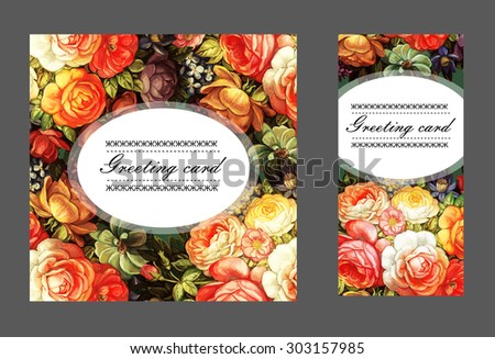 Flaming roses greeting cards