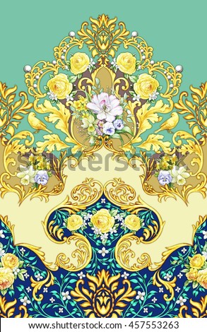 Seamless border with spring bouquets and yellow roses  1