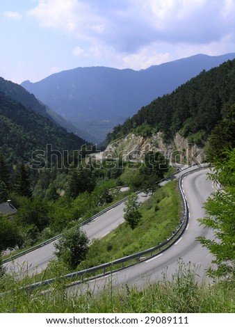 Highway E74 leading from Italian Region of Piedmont down south to French Riviera through Maritime Alps.