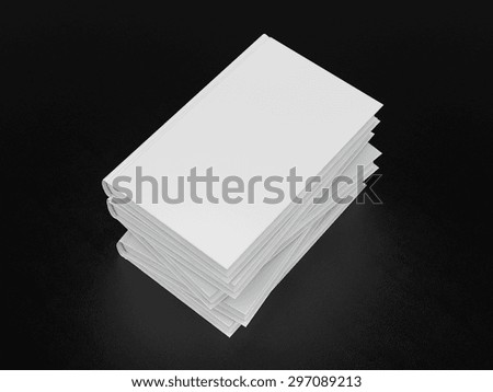 Stack of white books High resolution on  black leather