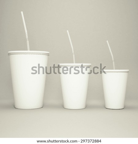 Disposable cup of big volume for beverages with straw high resolution