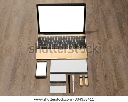 Laptop, tablet, phone, all in one place. High resolution