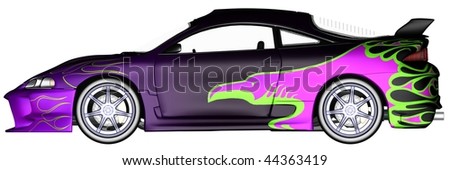 3D rendered sport car on white background isolated