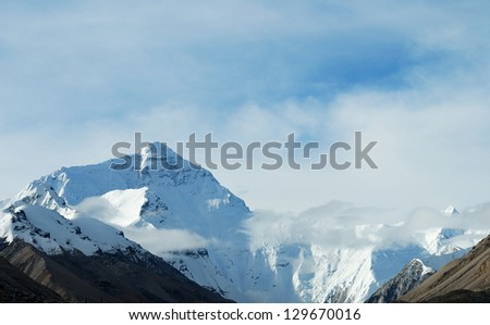 Mt.Everest, the highest mountain in the world, also called Qomolangma, located between China and Nepal.