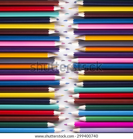Abstract background, colored pencils, photography pencils, square picture, set of drawing, fine arts, background of colored pencils, bright picture, chaotic arrangement, multi-colored paint.