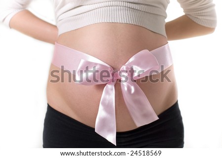pink pregnant belly. stock photo : Pregnant belly