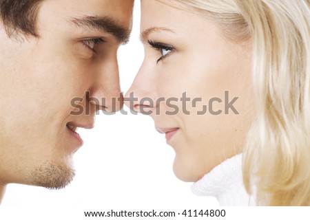 Close-up of couple touching noses