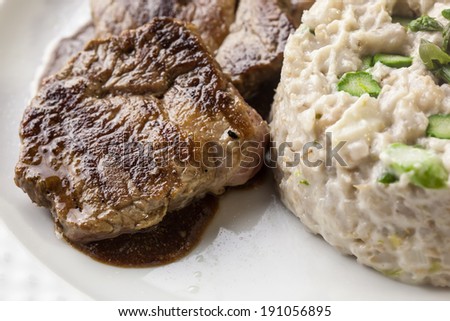 Medallions of pork tenderloin served with asparagus risotto   *** also as a video in my portfolio