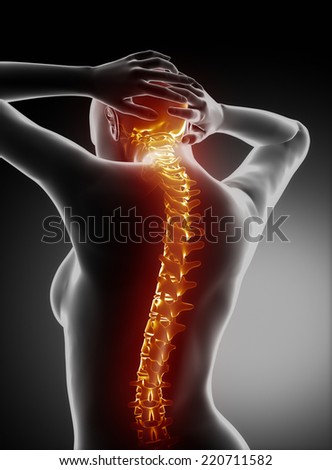 Female backbone anatomy - cervical spine pain