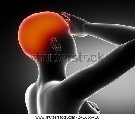 Head pain concept on black