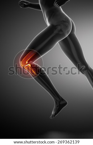 Running woman - knee anatomy
