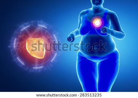 Fat obese woman with heart problem
