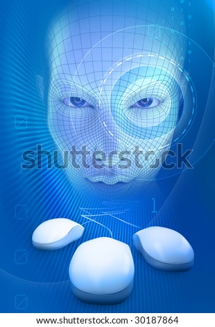 Internet concept with digital face