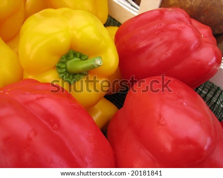 Bell peppers at a farm stand on Long Island