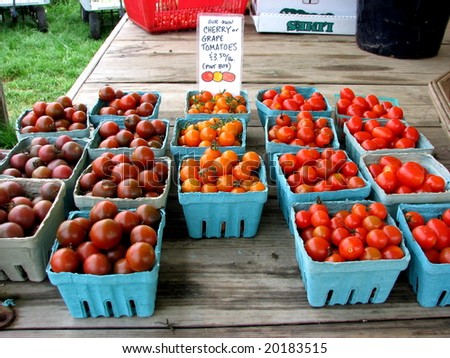 Tomatoes at a farm stand on Long Island, New York