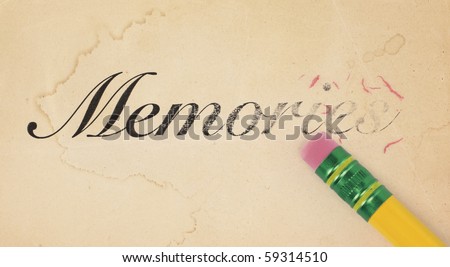 Close Up Of A Yellow Pencil Erasing The Word, 'Memories' From Old ...