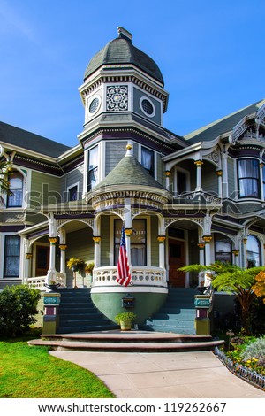 ALAMEDA, CA-NOV. 18: A historic 1890s Victorian mansion on Nov. 18, 2012 in Alameda, CA. The town will celebrate its architectural heritage at the 42nd annual holiday home tour on Dec. 8.