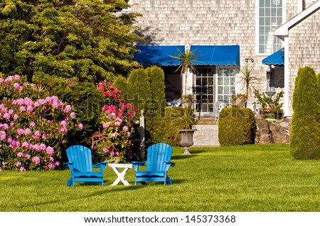 Beautiful garden with outdoor furniture