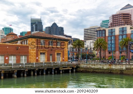 SAN FRANCISCO-MAR 9, 2014: Historic Ferry Station Post Office built on the waterfront in 1915. In those days, mail arrived by boat and was distributed by streetcar. Now houses an Amtrak bus station.
