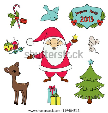 Christmas Cartoon Clip-Art Collection. Detailed Vector Illustration
