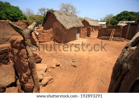 Clay house in african style, taken in Ghana, West Africa