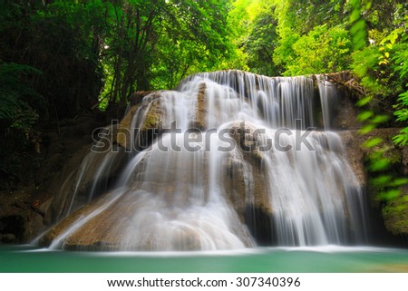 Tropical waterfall in forest of  western Thailand