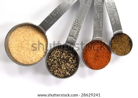 stock photo : One Tablespoon, One Teaspoon, Half Teaspoon and Quarter 