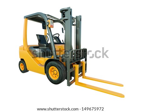 Modern forklift truck isolated on white background Modern forklift truck isolated on white background