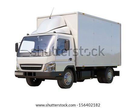 White commercial delivery truck isolated on a white background White commercial delivery truck isolated on a white background