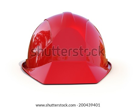 Red work helmet on white background. Hard hat