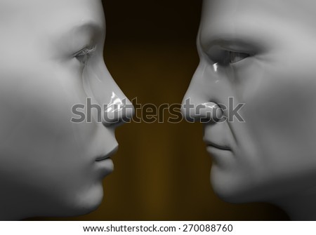 Man and woman face to face, close-up