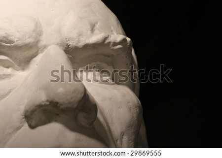 Plaster statue man's head
