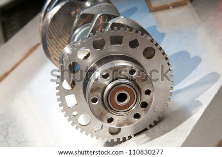 The crankshaft from a sports car engine