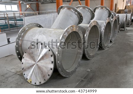 Water pipes flanges on a building site