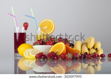 Fresh fruit and freshly squeezed fruit juice