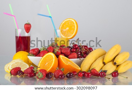 Fresh fruit and freshly squeezed fruit juice