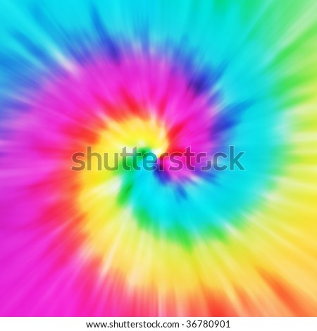 Realistic spiral tie-dye illustration in a variety of colors
