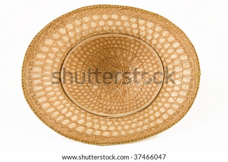 Under side of a handmade safari hat over white background