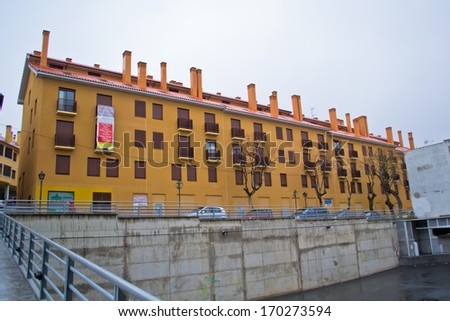 ESCORIAL, SPAIN - FEBRUARY 19: Architecture of Spain, new house it is offered for sale on February 19, 2013 in Escorial, Spain