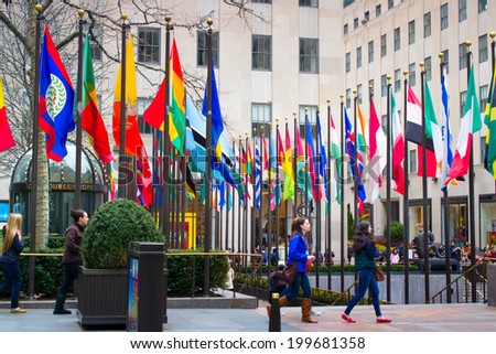 NEW YORK, USA - MARCH 26: Rockefeller Center is a complex of 19 commercial buildings, built by the Rockefeller family, located in Midtown Manhattan in the USA on March 26, 2014 in New York, USA
