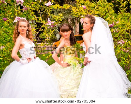 DONETSK, UKRAINE - MAY 15: Parade of brides. Annual action called to draw attention of the public to the social importance of family values and a home. May 15, 2011 in Donetsk, Ukraine