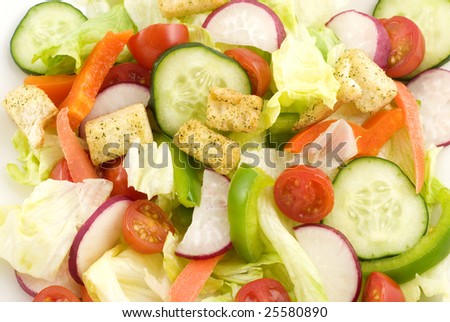 A closeup shot of a fresh colorful garden salad