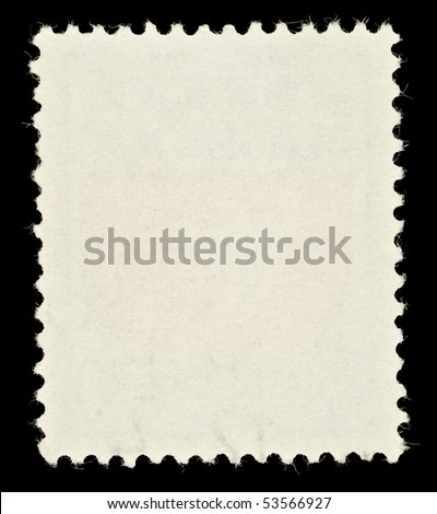 old blank postcard isolated on white with post stamps set Stock Photo