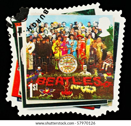 UNITED KINGDOM - CIRCA 2007: A British Used Postage Stamp showing The Beatles Pop Group Album Cover, circa 2007