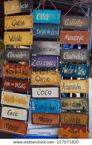 street vendor ice cream flavor choices in Mexico