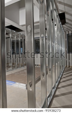 real construction site steel stud framing