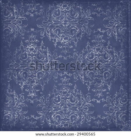 Navy and White Toile Paper