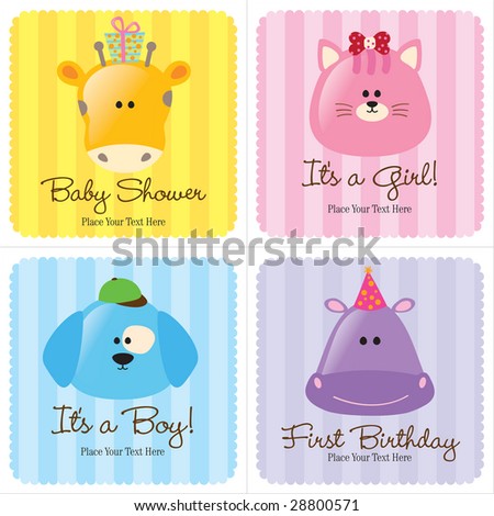 stock vector : Assorted Baby Cards Set 3 (1- baby shower, 2-