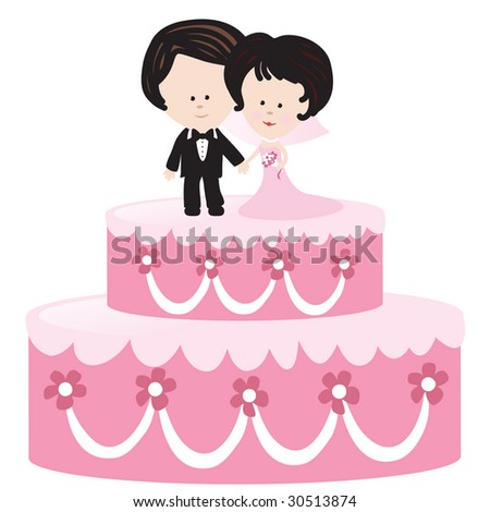 stock vector Isolated Wedding Cake Bride and Groom